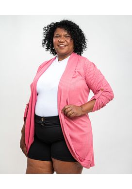 cardigan alongado rosa