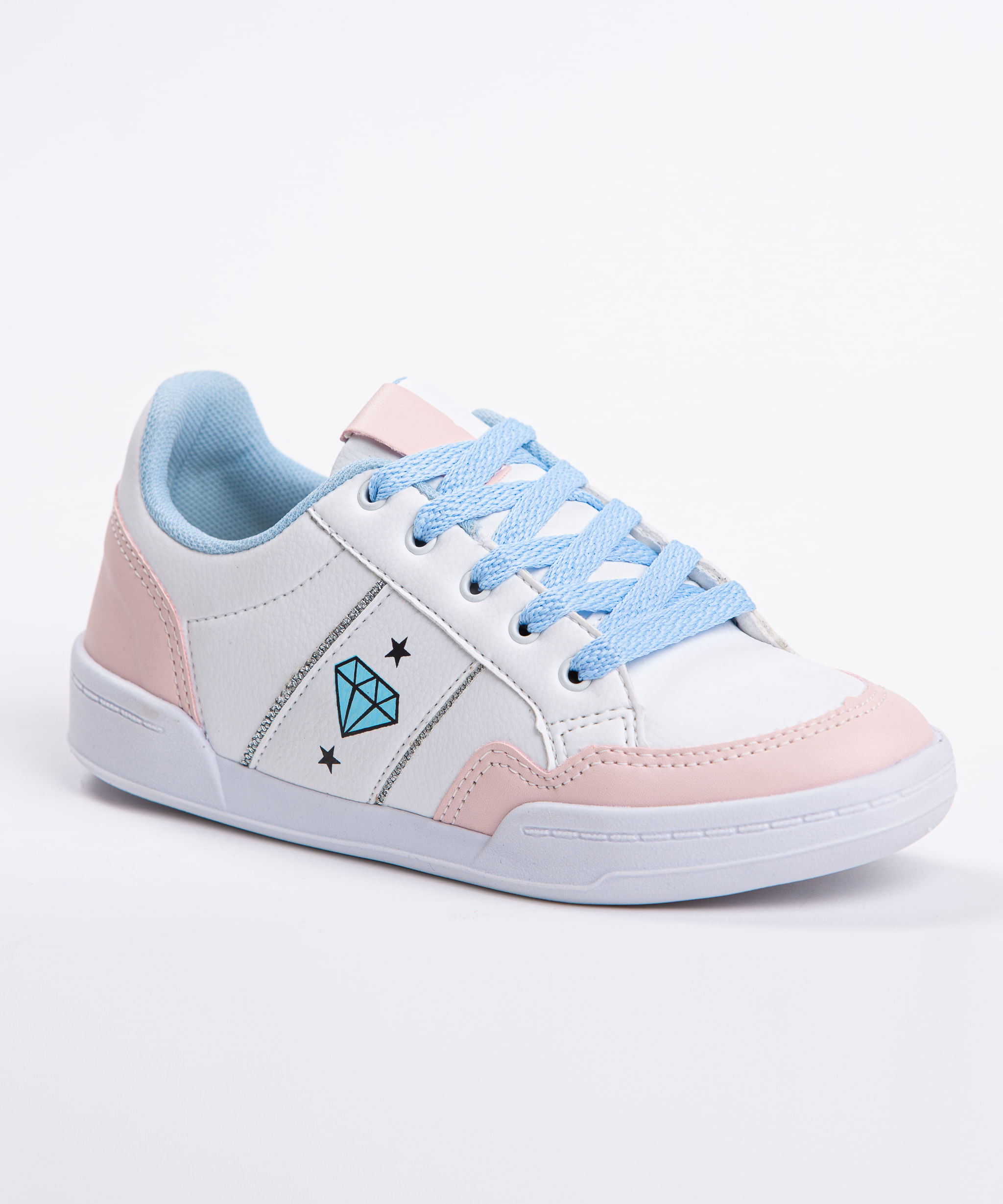 tênis infantil feminino branco e rosa claro fiocco - estrelalojas