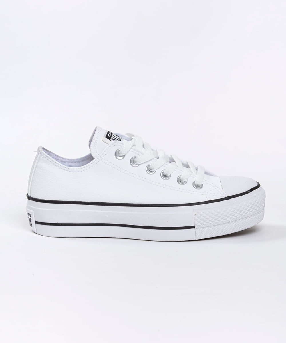 tênis converse chuck taylor all star plataforma branco couro - estrelalojas